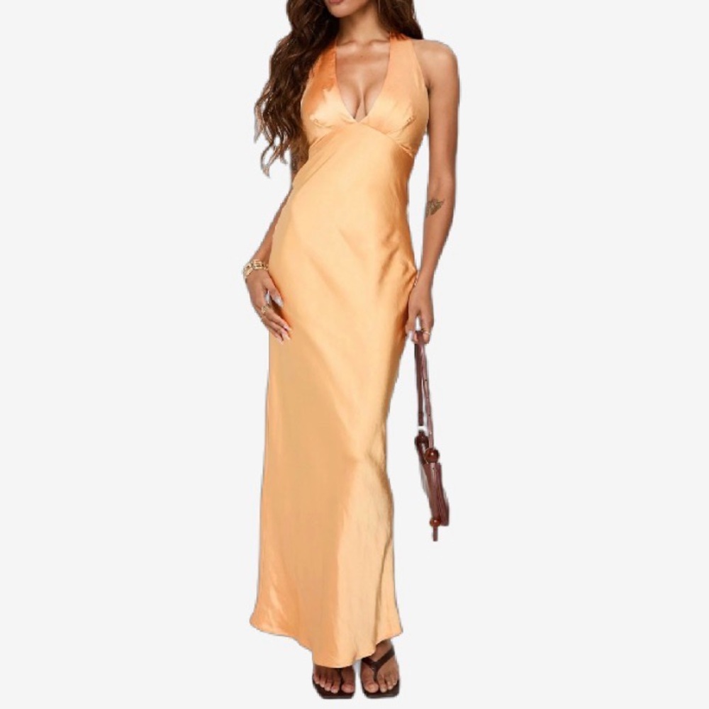 Princess Polly Good For You Maxi Halter Orange Dress 8